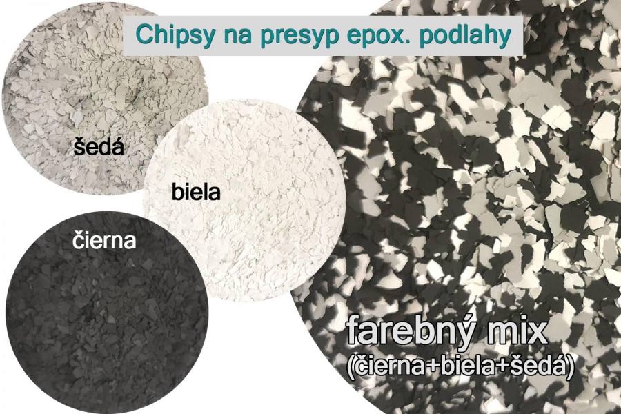 Akrylové chipsy mix 100g (čierna/biela/šedá)