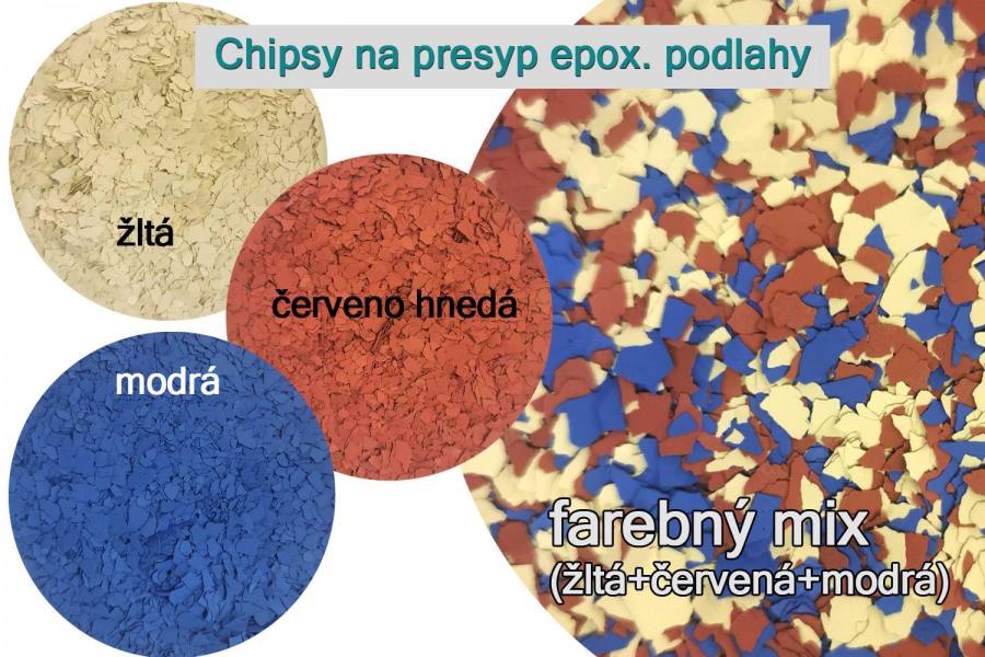 Akrylové chipsy mix 100g (žltá/červená/modrá)